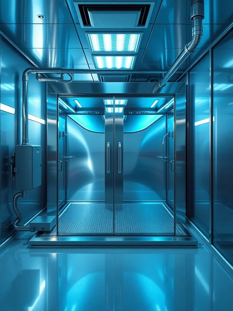 Modern biohazard containment unit with industrial stainless