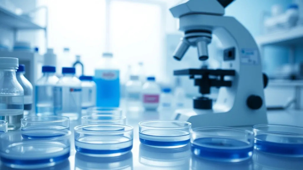 Close up of professional laboratory equipment, petri dishes