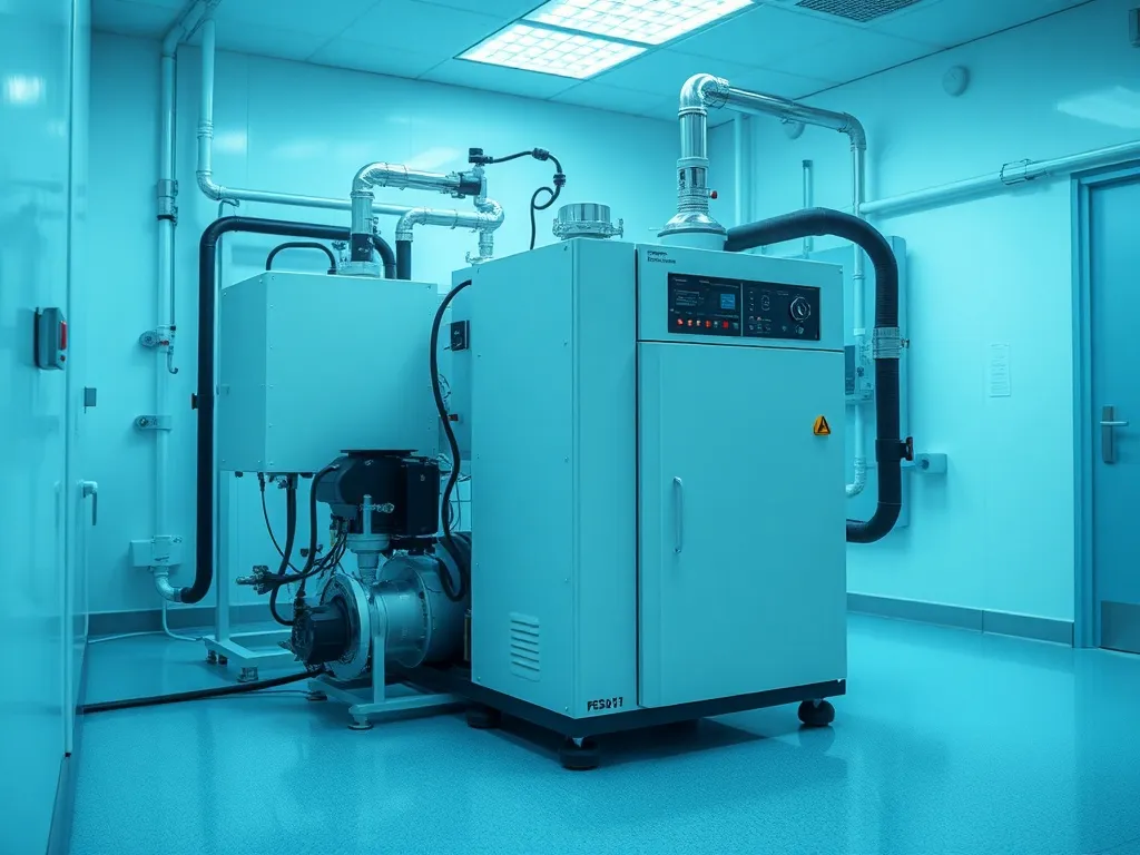Industrial ozone generator machine in a clean sterile labora