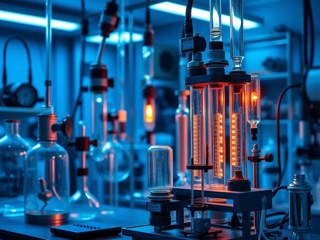 A professional scientific laboratory setup with vintage glas